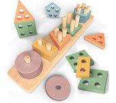 Juguetes Montessori de Apilamiento y de Selección 1 2 3 años - Juguete para Actividades y Desarrollo de Madera Colores Pastel - Juego Montessori para los Más Peques 1 año Montessori