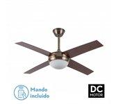 FABRILAMP Ventilador dc ciro 2XE27 cuero 4 asp. nogal 35/45X116,8D