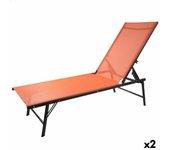 Tumbona reclinable Aktive Naranja 180 x 35 x 49 cm (2 Unidades)