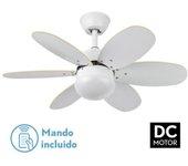 Fabrilamp - ventilador dc alves 2XE27 blanco con 6 aspas