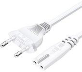 CABLEPELADO Cable Alimentación Tipo C Euro - Cable C7 - Cable Euro 8 - Compatible con Samsung Toshiba LG Philips Sharp Sony, Monitor, DVD Printer Radio BLU-Ray Playstation Xbox - 1.8 Metros - Blanco