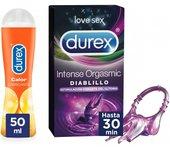 Durex Anillo Vibrador Intense Orgasmic Diablillo Estimulador Clítoris + Durex Lubricante de Base Agua Efecto Calor - 50ml