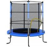 Juego de trampolín con red de seguridad redonda 140x160 cm Azul