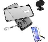 Kit Carcasa, Protector de Cristal 5D y Soporte Magnetico Auto Xiaomi Mi Note 10 Bumper Transparente