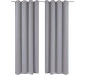 Cortinas Opacas 2 Piezas Con Ojales De Metal 135x175 Cm Gris Vidaxl