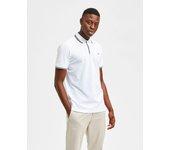 Selected Polo Hombre Blanco Cuello Abierto Haze Sport con Ribetes y Logotipo Bordado