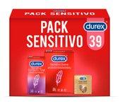 Durex - Pack Preservativos Sensitivo Suave + Sensitivo Contacto Total + Fell Sin Latex, 39 Condones para Sexo Seguro, Lubricados