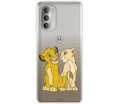 Funda para Motorola Moto G51 5G Oficial de Disney Simba y Nala Silueta - El Rey León