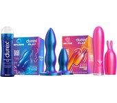 Durex Pack - Set de Plugs Anales DEEP & DEEPER, 2 tamaños distintos +  Conejito Vibrador 2 en 1 VIBE & TEASE con punta estimuladora + Gel lubricante Original h2o 50ml