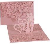 Tarjeta de invitación Boda MrMrs pop-up 3D Rosa