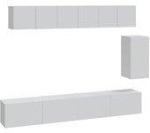 Set de muebles para TV 6 piezas madera contrachapada blanco