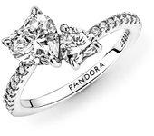 Pandora Pandora Anillo en plata de ley Doble Corazón Brillante 191198C01 , para Mujer