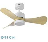 Ventilador DC Zepelin 18W Blanco/Haya 3 Aspas FABRILAMP