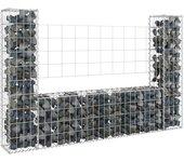 Cesta de Gabion en forma de U con 2 postes de hierro 140x20x100 cm