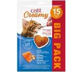 Snack liquido para gato Catit creamy salmón y gambas 15x10g