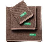 BENETTON - Juego de 3 Toallas de Baño (30x50cm 50x90cm 70x140cm) 100% Algodon Marron Tevere