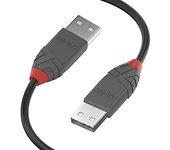 Cable USB LINDY (USB - USB - 3 m - Negro)