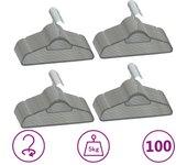 100 Pcs Anti-Slip Grey Velvet Coat Hanger Set