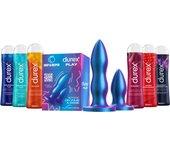 Durex Pack - Set de Plugs Anales DEEP & DEEPER, 2 tamaños distintos + Geles lubricantes Original h2o, Calor, Frescor, Fresa, Cherry y Perfect connection