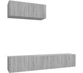 Muebles de puerta de TV Set 3 piezas gris Sonoma madera multicapa