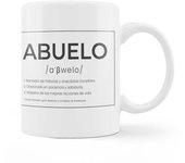 Fisura – Taza blanca con mensaje. Taza con definición padre, madre y abuelos. Taza de desayuno para regalar. Regalo original para padres. 350 ml. Variedad de modelos e idiomas.