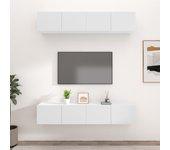 Muebles TV 4 piezas blanco 80x30x30 cm madera multicapa