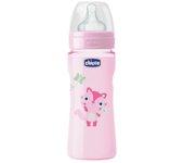 CHICCO BIBERON BENESSERE ROSA +4 M. SILICONA FLUJO RAPIDO 330 ML.