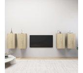 Mueble TV 4 piezas Sonoma Roble 30,5x30x60 cm Madera multicapa