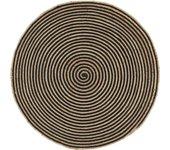 vidaXL ALFOMBRA DE YUTE TEJIDA A MANO DISEÑO ESPIRAL NEGRO 90 CM