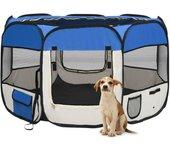 Caja para perros plegable con bolsa de transporte azul 110x110x58 cm