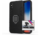 Kit Funda y Soporte Magnetico Auto iPhone XS Max Military Defender Negro