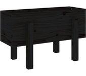 Jardinera Madera Maciza De Pino Negro 62x30x38 Cm Vidaxl