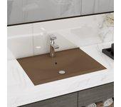 vidaXL LAVABO DE LUJO CON GRIFO CERÁMICA 60X46 CM CREMA MATE