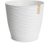 ARECA Wind - Maceta Decorativa Redonda 13 cm con Plato Integrado Blanco Roto