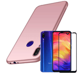 Kit Carcasa y Protector Cristal 5D Xiaomi Redmi 7 SlimShield Rosa