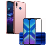 Kit Carcasa y Protector Cristal 5D Honor 8X SlimShield Rosa