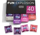 Durex Preservativos Mixtos Fun Explosion Sabor Fresa, Dame Placer, Sensitivo Suave y Contacto Total 40 uds