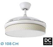 FABRILAMP Ventilador dc moda 72W blanco/cañizo blanco 108D