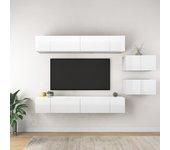 vidaXL Muebles de TV 8 piezas de aglomerado blanco brillante