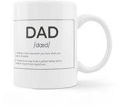 Fisura – Taza blanca con mensaje. Taza con definición padre, madre y abuelos. Taza de desayuno para regalar. Regalo original para padres. 350 ml. Variedad de modelos e idiomas.