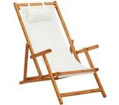 Silla de playa VIDAXL Crema Tela (60x127x95 cm)