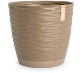 ARECA Wind - Maceta Decorativa Redonda 15 cm con Plato Integrado Taupe