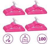 100 Pcs Anti-Slip Pink Velvet Coat Hanger Set