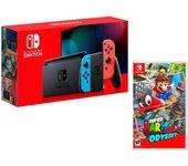 Nintendo Consola Switch Rojo / Azul Neón V2 Consola Pack + Juego Super Mario Odyssey