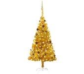 Árbol de Navidad preiluminado con bolas de oro 150 cm PET