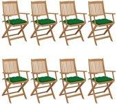 Conjunto 8 Silla de jardín VIDAXL Verde Madera (54x57x91 cm)