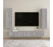 Mueble TV Pared 2 piezas Sonoma gris 30,5x30x110 cm