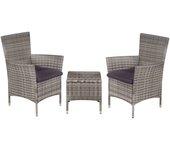 3 piezas gris Polyrattan Bistro Set