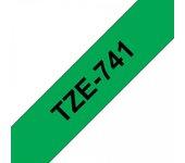 Cinta laminada Compatible Brother Tze741 Texto Negro / Fondo Verde 18Mm X 8M