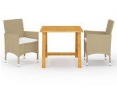 Conjunto 3 de comedor de jardín de VIDAXL beige